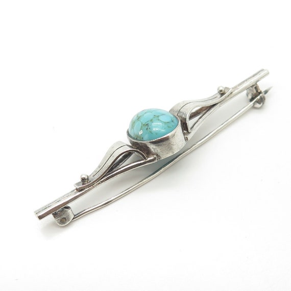 830 Silver Antique Art Deco Real Turquoise Gemsto… - image 6