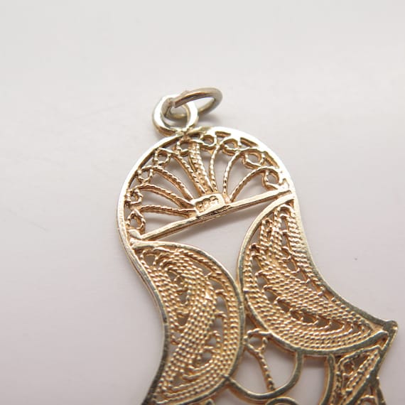 925 Sterling Silver Gold Plated Vintage Filigree … - image 4