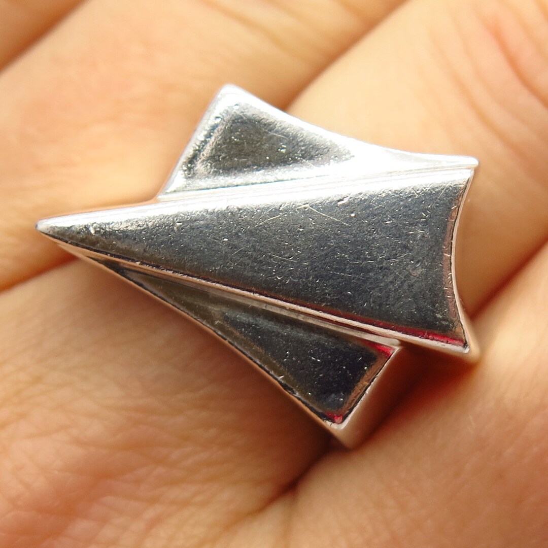 925 Sterling Silver Vintage Mexico Modernist Design Ring 925 Sterling Silver Vintage Mexico Modernist Design Ring