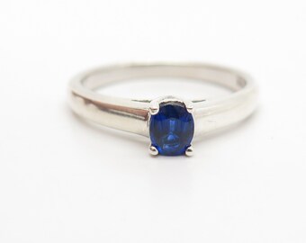 2 CT LAB SAPPHIRE .925 STERLING VINTAGE ANTIQUE DESIGN SILVER RING SIZE 6,#745 