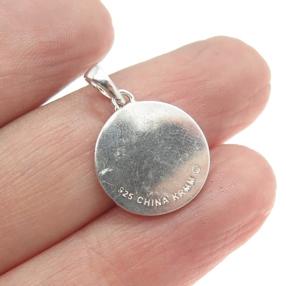 925 Sterling Silver Vintage "Blessed" Round Penda… - image 2