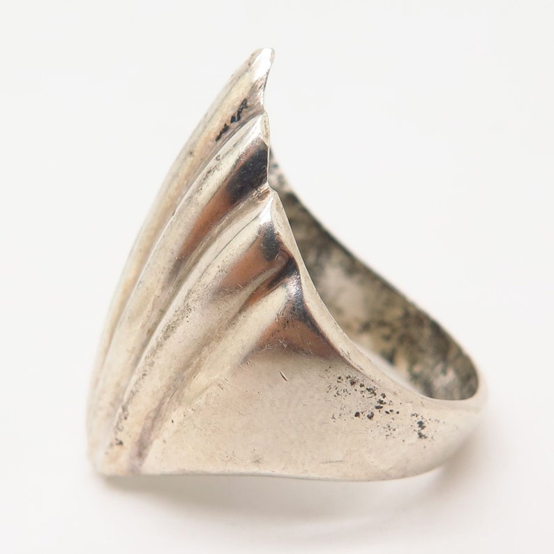 Vintage Mexico 925 Sterling Silver Ribbed Seashell Design Ring Size 6.5