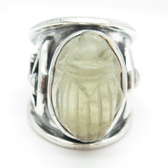 MERCURIOUS Sterling Silver Vintage Calcite Scarab… - image 4