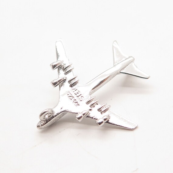 925 Sterling Silver Vintage Wells Airplane Pendant - image 7