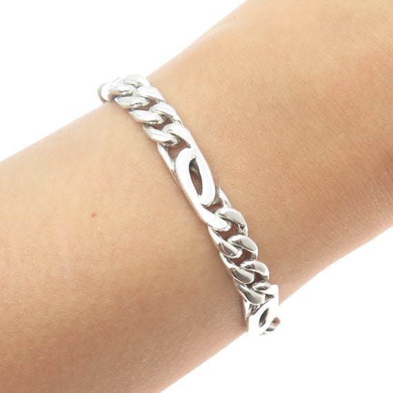 925 Sterling Silver Vintage Mexico Figaro Link Bracelet 7.75