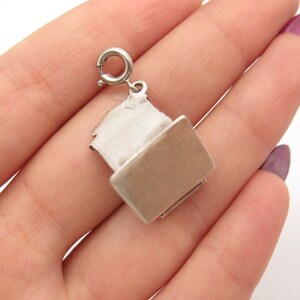 925 Sterling Silver Vintage Cashbox Charm Pendant image 2