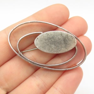925 Sterling Silver Vintage Modernist Pin Brooch