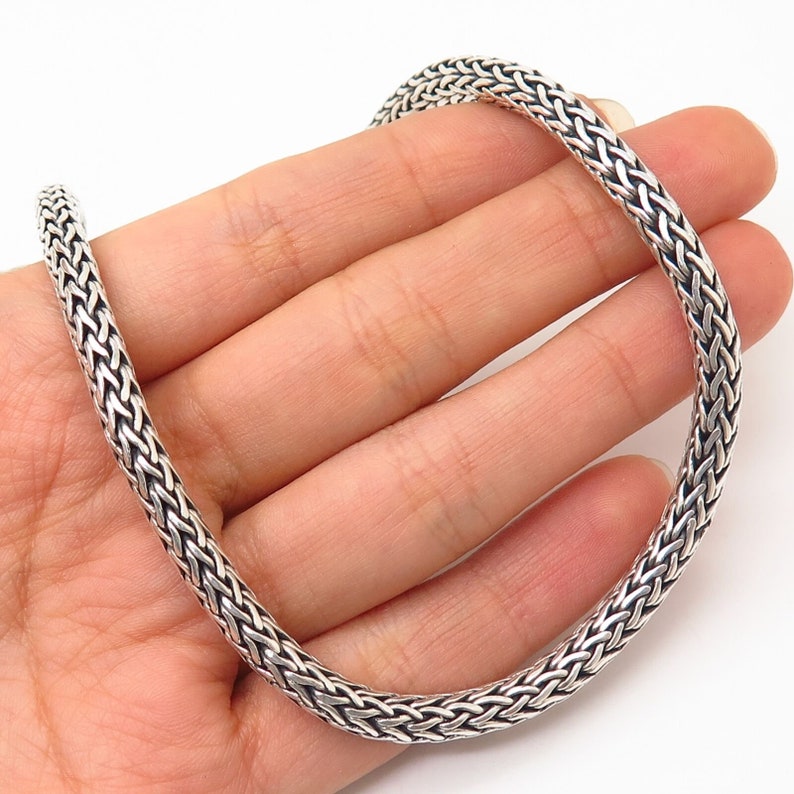 925 Sterling Silver Heavy Foxtail Chain Necklace 17 Etsy