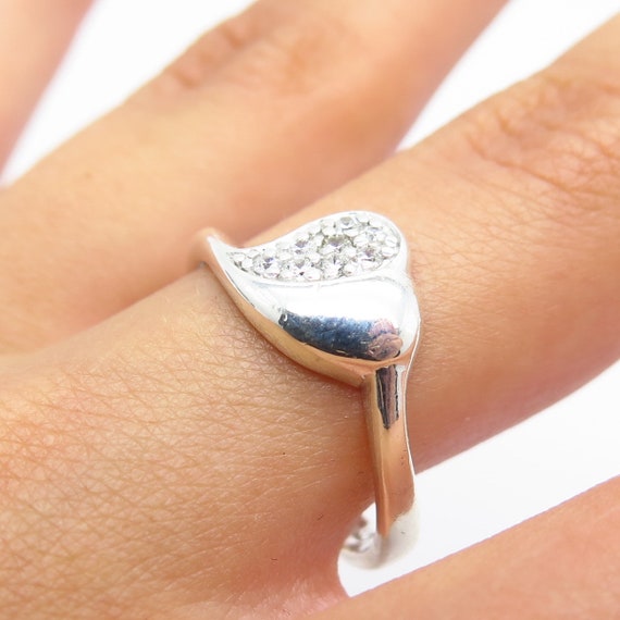 当店の記念日 925 Sterling Silver Vintage C Z Heart Ring Size 8.5 - Etsy アクセサリー