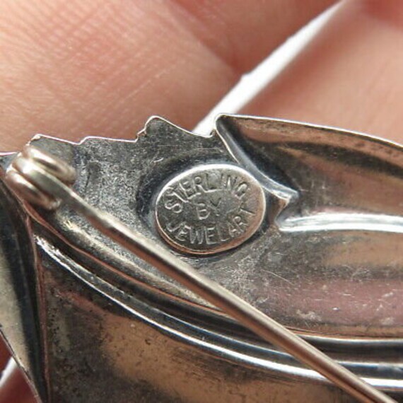 925 Sterling Silver Vintage Jewelart Leaf Pin Bro… - image 8