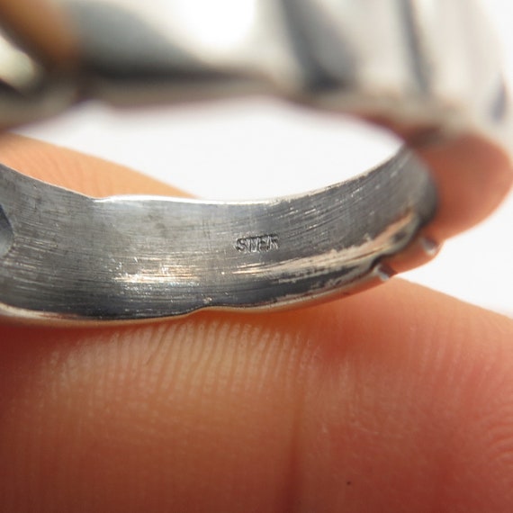 925 Sterling Silver Vintage Ribbed Modernist Ring… - image 7
