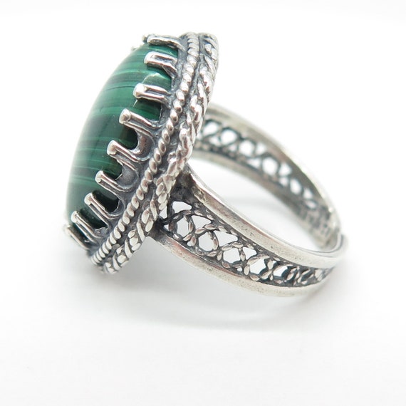 925 Sterling Silver Vintage Israel Real Malachite… - image 4