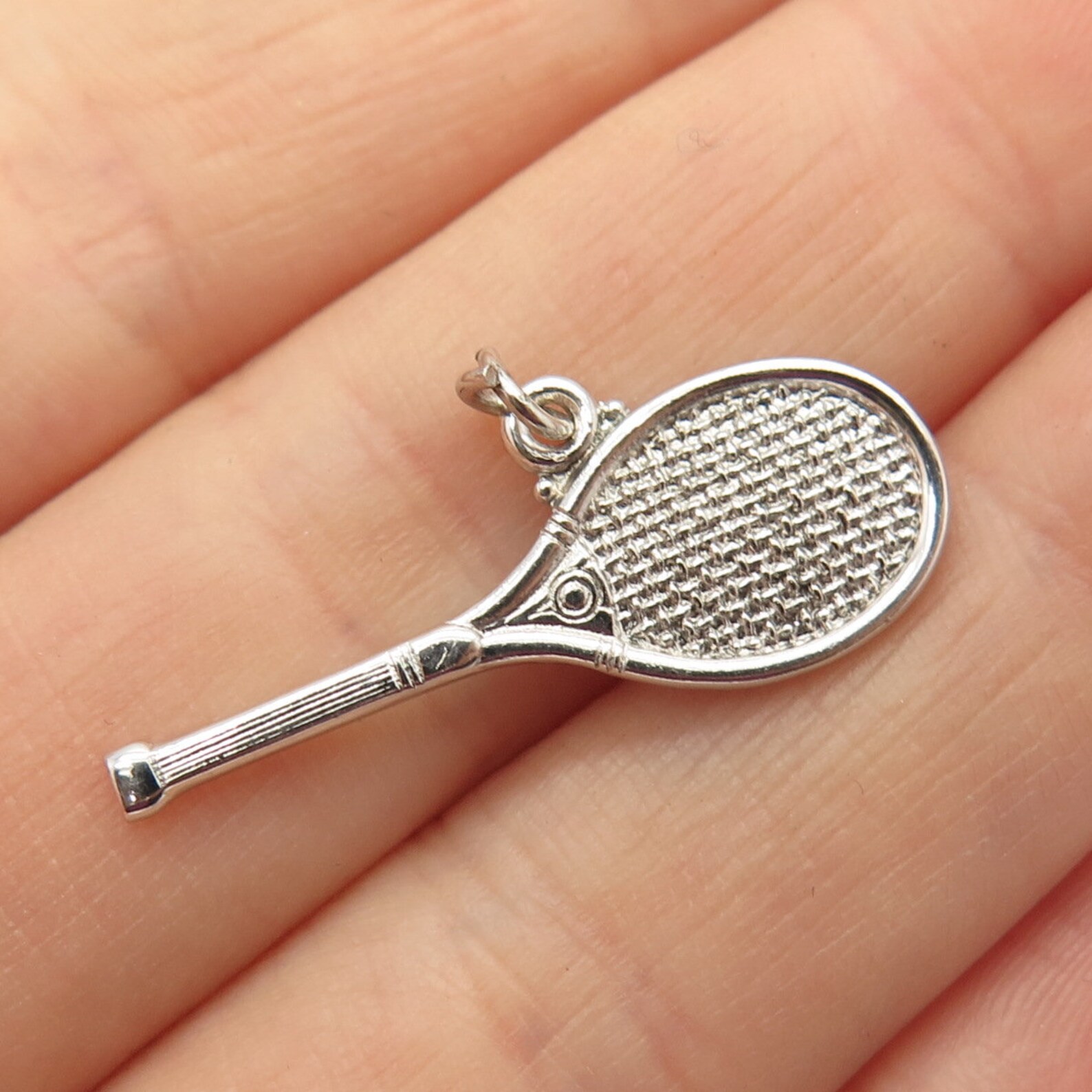 925 Sterling Silver Vintage Tennis Racquet Charm Pendant Etsy