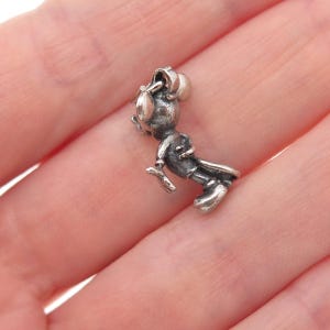 925 Sterling Silver Vintage Mickey Mouse Oxidized 3D Mini Charm Pendant image 2