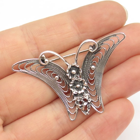 925 Sterling Silver Vintage Beau Butterfly Pin Br… - image 1