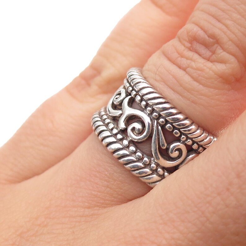BRIGHTON 925 Sterling Silver Vintage Swirl Oxidized Ring Size 6.25 afbeelding 2