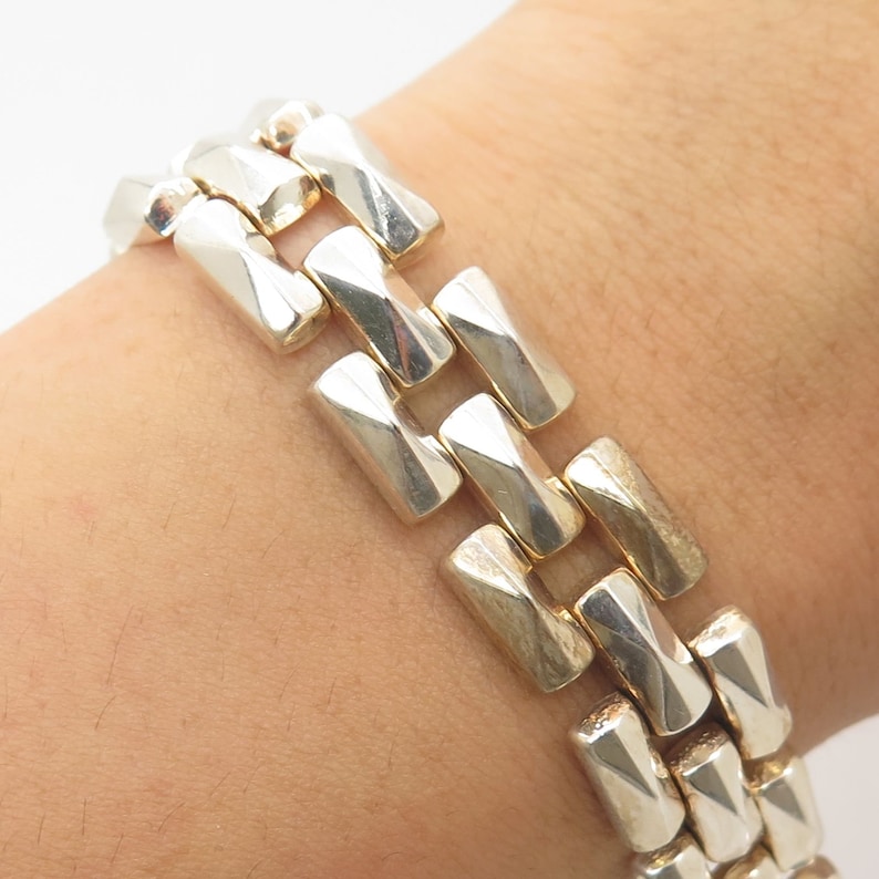 Italy Milor 925 Sterling Silver Wide Link Bracelet 7 14