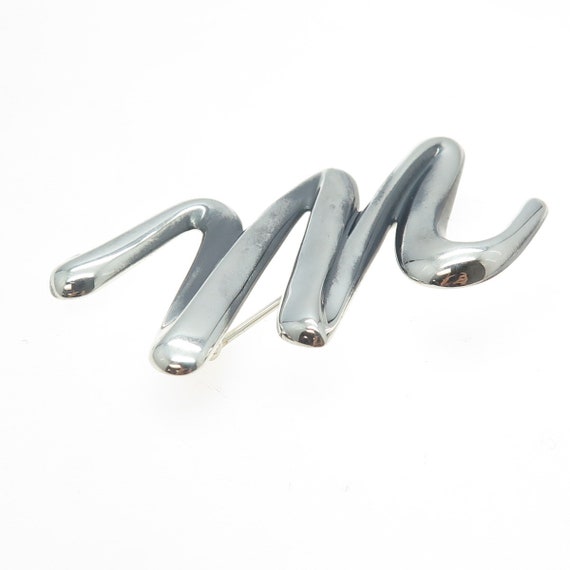 925 Sterling Silver Vintage Modernist Letter "M" … - image 6