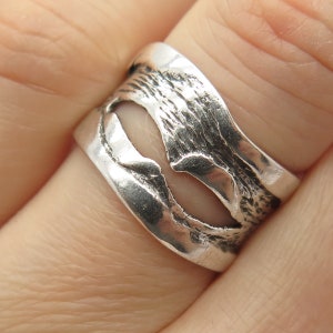 925 Sterling Silver Vintage Cutout Infinity Wavy Ring Size 6 1/4