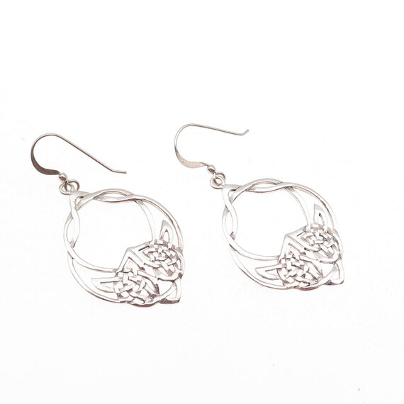925 Sterling Silver Vintage Celtic Knot Dangle Earrings View 4