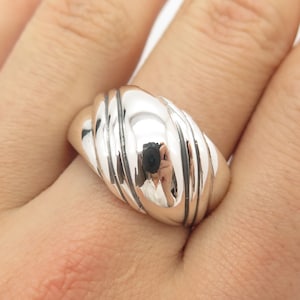 925 Sterling Silver Vintage Kabana Striped Ring Size 10