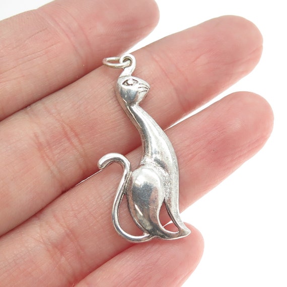 925 Sterling Silver Vintage Egyptian Mau Cat Pend… - image 1