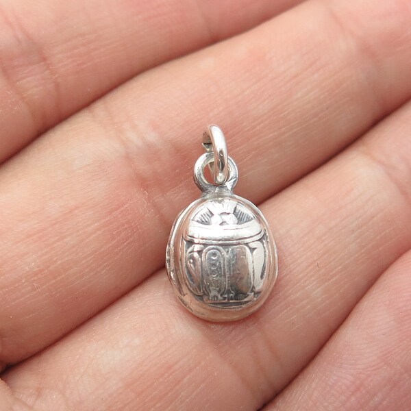 925 Sterling Silver Vintage Egyptian Scarab Charm Pendant