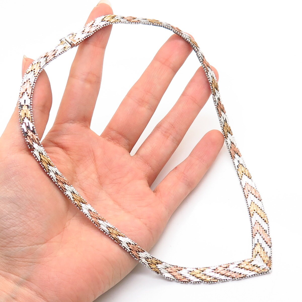 925 Sterling Silver 3-tone Italy V 