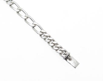925 Sterling Silver Vintage Mexico Figaro Link Bracelet 7.5