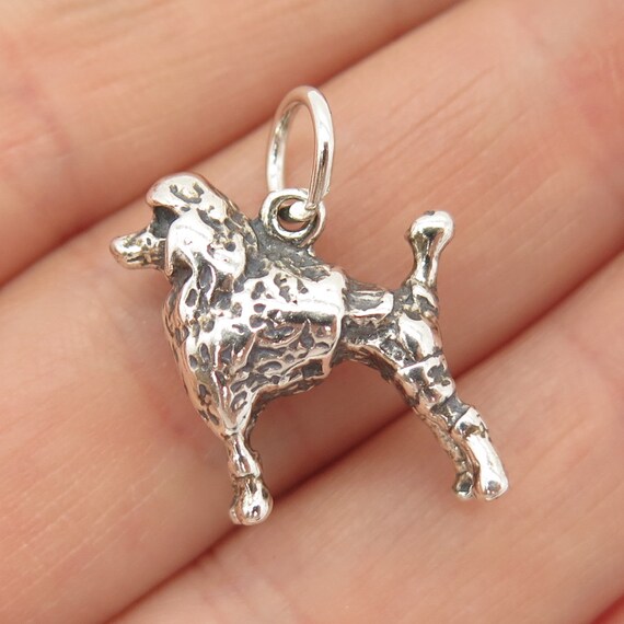 Movable 3D Poodle Pendant Charm Sterling Silver 925 Movable 3D Poodle Pendant Charm Sterling Silver 925