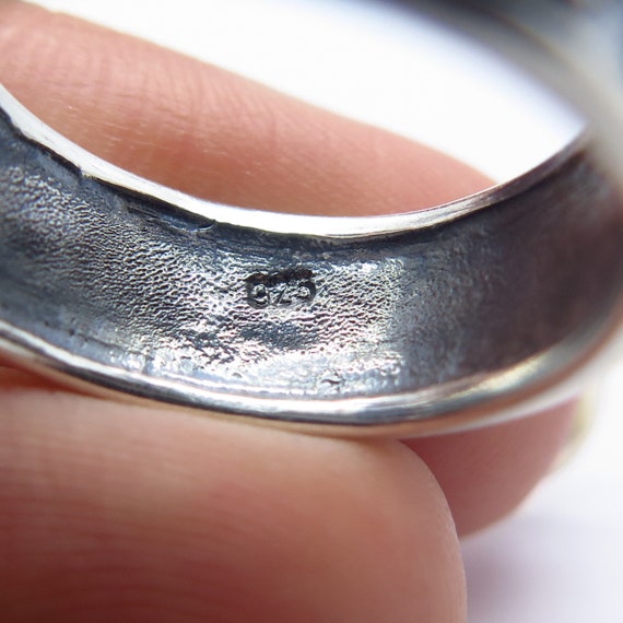 925 Sterling Silver Vintage Om Mantra Band Ring S… - image 7