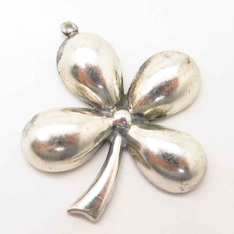 925 Sterling Silver Vintage Danecraft Puffy Clover Charm Pendant