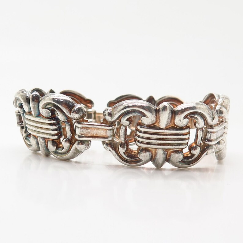925 Sterling Silver Fancy Wide Link Bracelet 7
