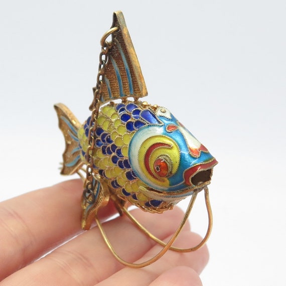 925 Sterling Silver Gold Plated Antique Enamel Ch… - image 1
