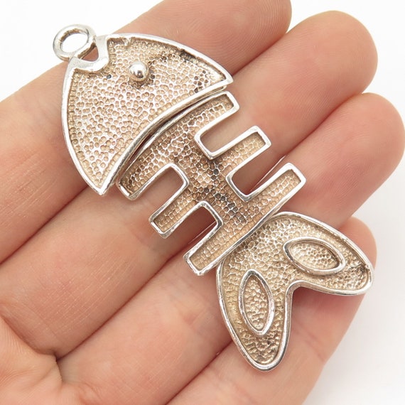 925 Sterling Silver Vintage Fish Skeleton Design … - image 2