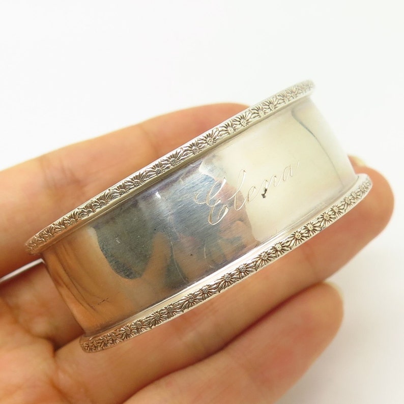 Antique Webster Co 925 Sterling Silver Floral Design Napkin Ring Holder