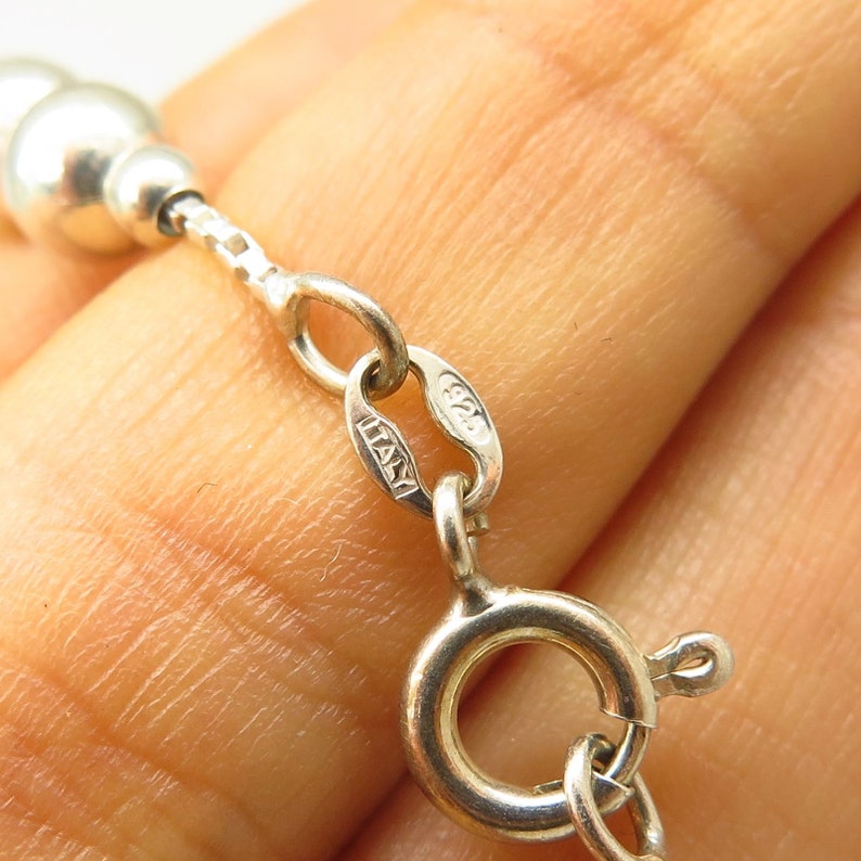 Italy 925 Sterling Silver Graduated Bead Chain Necklace 17