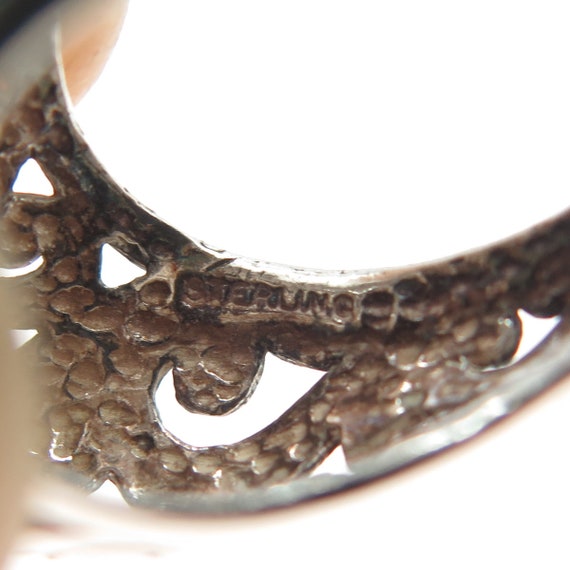 925 Sterling Silver Vintage Ornate Hinged Hoop Ea… - image 7