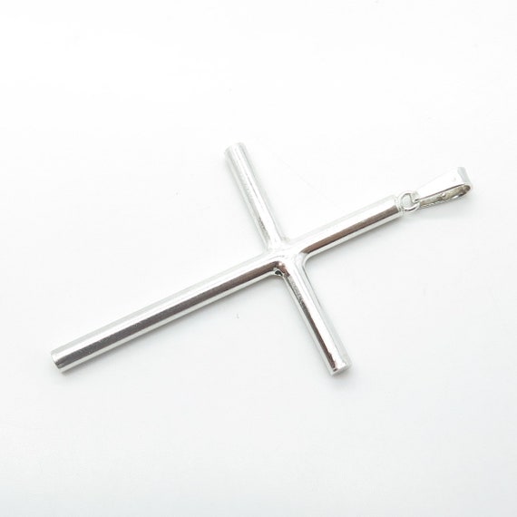 925 Sterling Silver Vintage Classic Cross Pendant - image 5