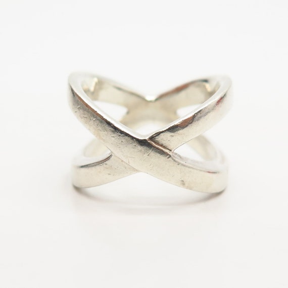 925 Sterling Silver Vintage Crossover Design Ring… - image 4