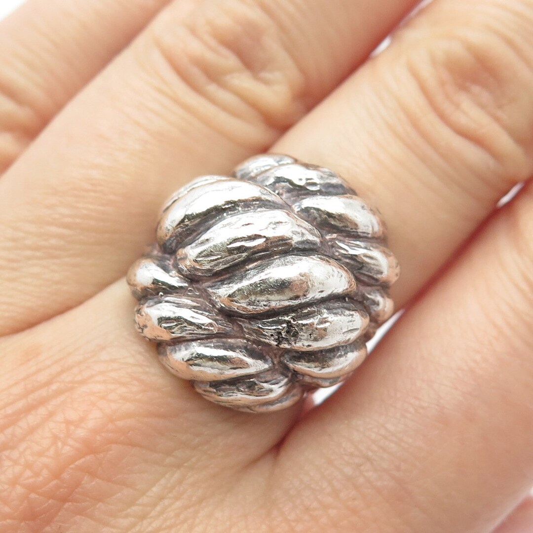 卸売 925 Sterling Etsy - 6 Size Ring Wide Twisted Vintage Silver アクセサリー