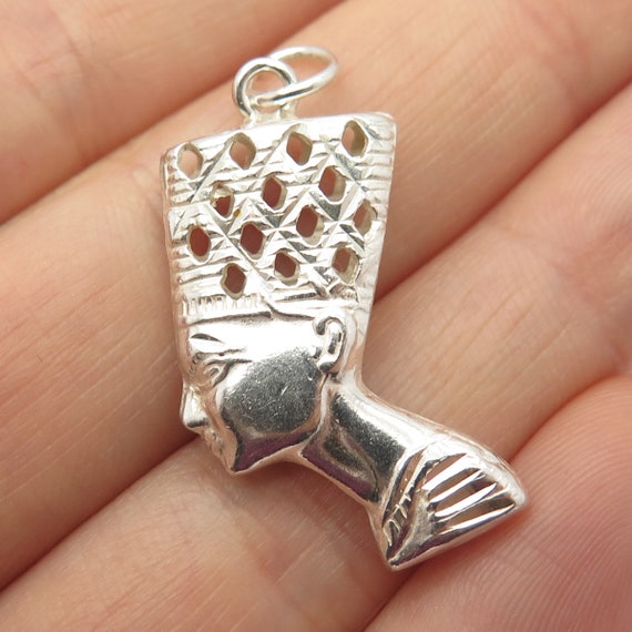 925 Sterling Silver Vintage Egyptian Pharaoh Nefe… - image 1