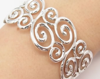925 Sterling Silver Vintage Ross Simons Ornate Cuff Bracelet 6 1/4&quot;