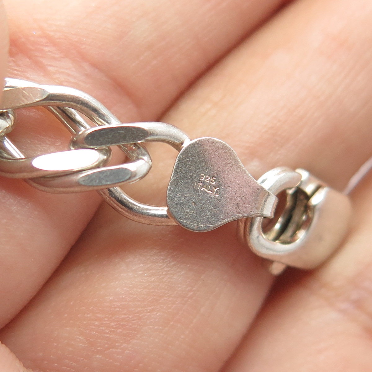 925 Sterling Silver Vintage Italy Double Cable Link Bracelet