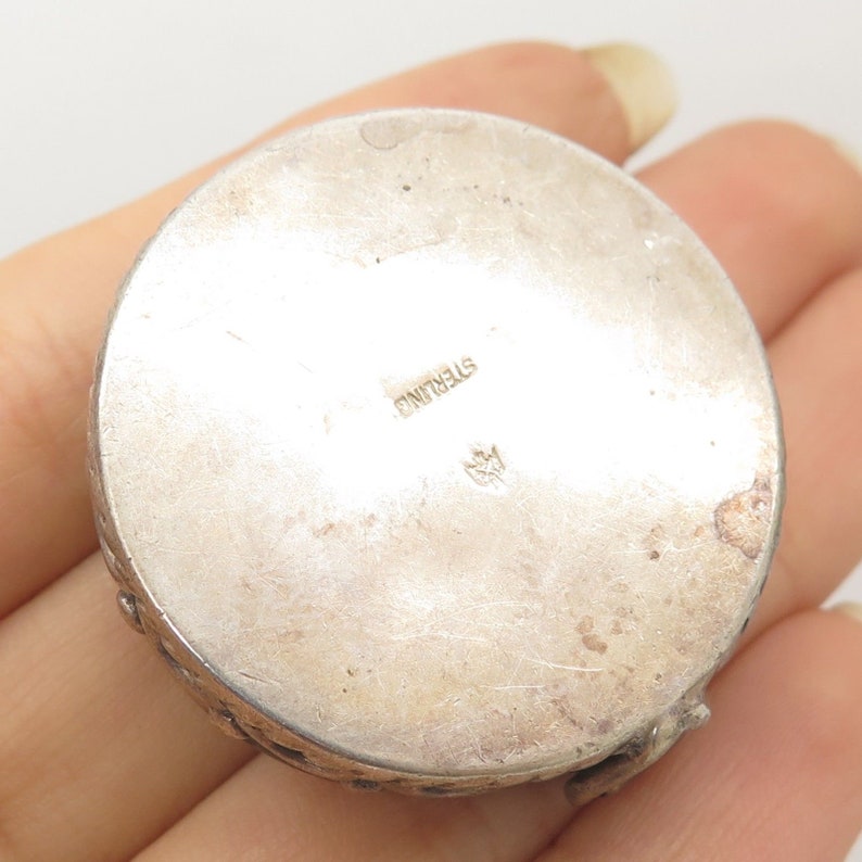 Signed Vtg 925 Sterling Silver Pill Box Case