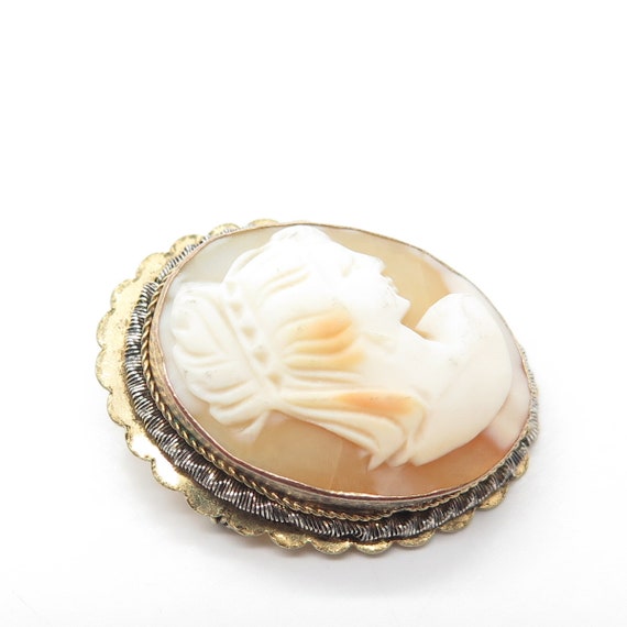 800 Silver Gold-Plated Antique Art Deco Mother-Of… - image 7