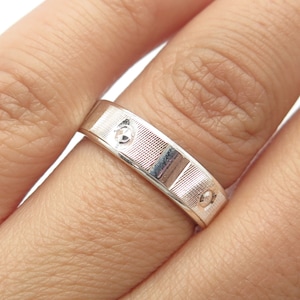 925 Sterling Silver Vintage Textured Band Ring Size 7.25