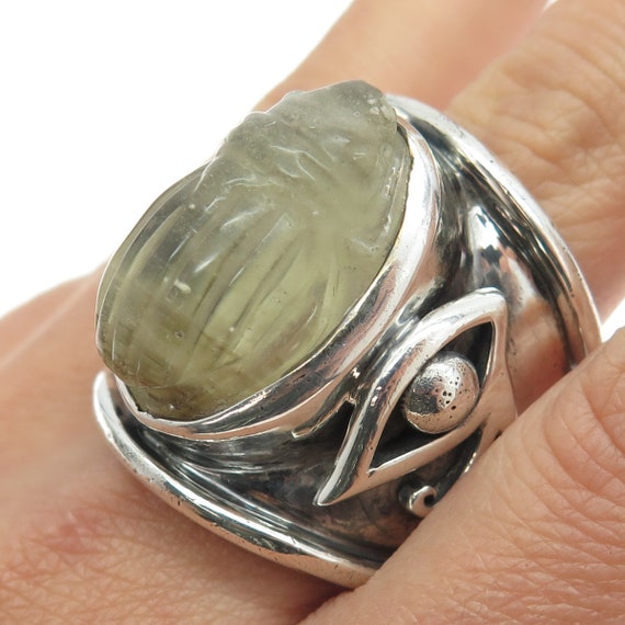 MERCURIOUS Sterling Silver Vintage Calcite Scarab… - image 2