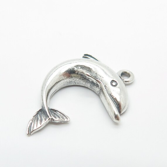 925 Sterling Silver Vintage Friendly Dolphin Pend… - image 5