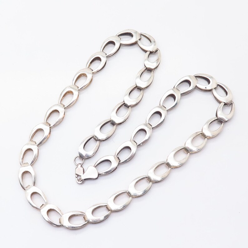925 Sterling Silver Vintage Mexico Cresent Moon Chain Necklace 17